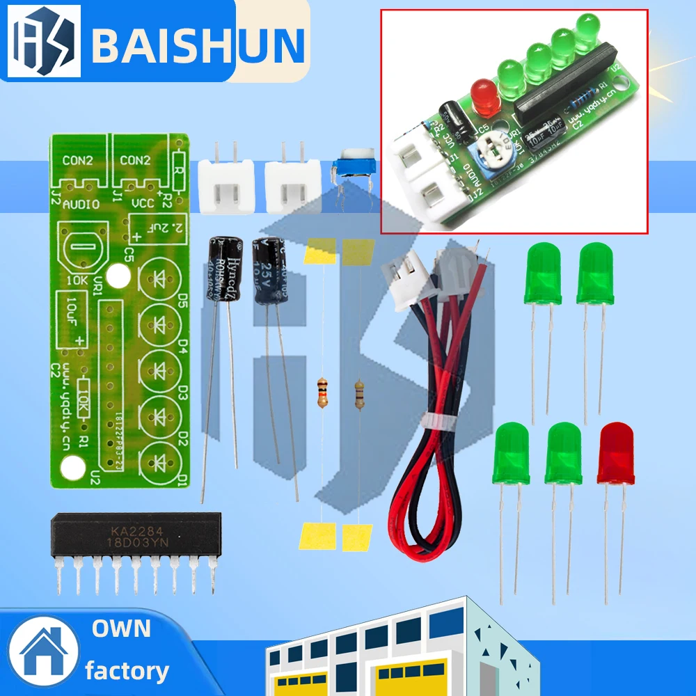 

Electronic Kit Parts 5mm RED Green LED Level Indicating 3.5-12V KA2284 DIY KIT Audio Level Indicator Suite Trousse DIY