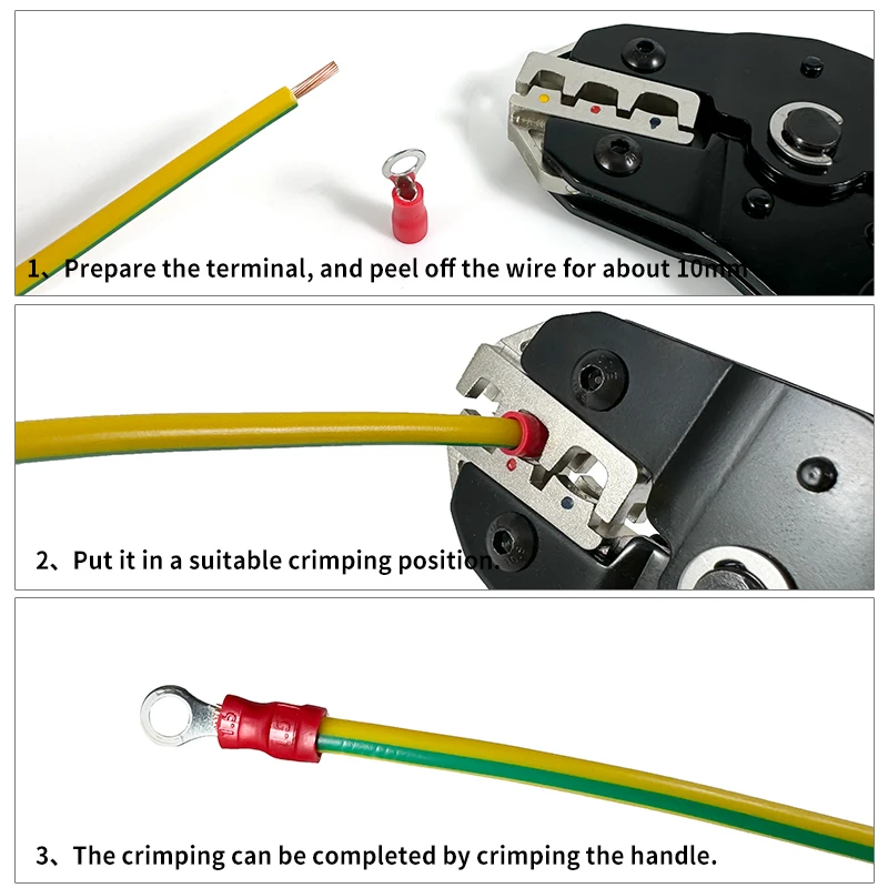 Isolados Fio Crimping Tool Set, versátil Conectores elétricos, Terminais Ring Spade, Lugs Cabo Sortimento Kit, SN-02C