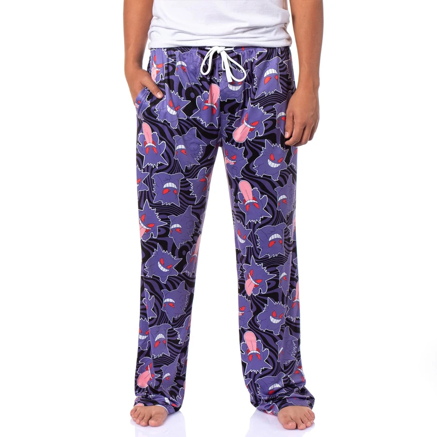 Bandai Pocket Monster Gengar Anime Allover Print Adult Kids Lounge Sleep Pants Summer Quick-dry Comfy Lightweight Wide-leg Pants
