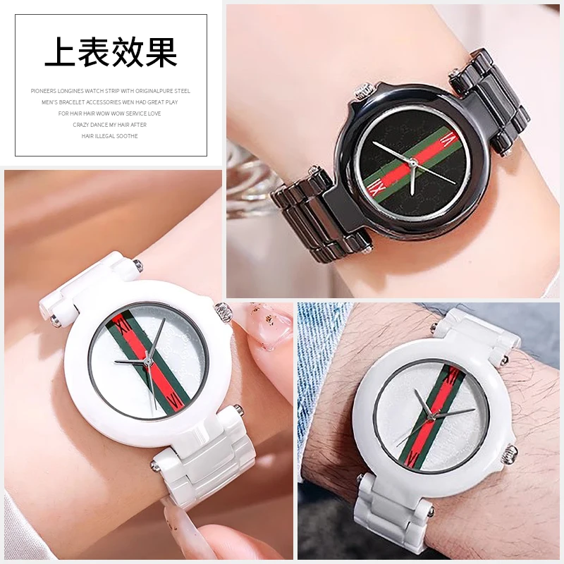 حزام ساعة سيراميك مدبب متوافق مع حزام بديل لساعات Gucci، Guess، MK، Fossil، Cartier Pasha، Coach، DKNY، Omega