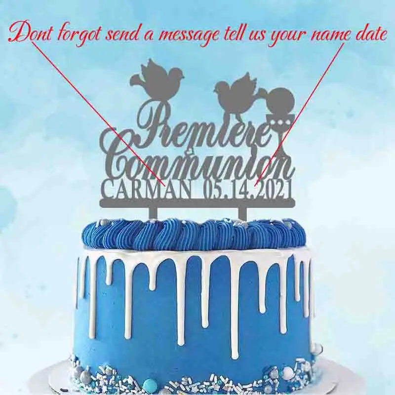 Personalized Kids Name Date French Première Communion For France Kids First Communion Party Cake Decoration Topper