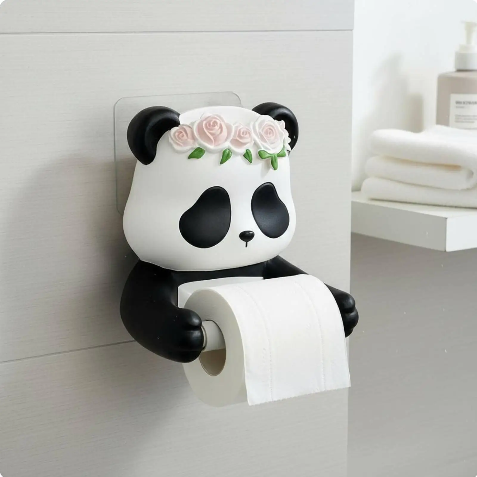 Panda Toilet Paper Holder Space Saving Cartoon Creature Tissue Rack