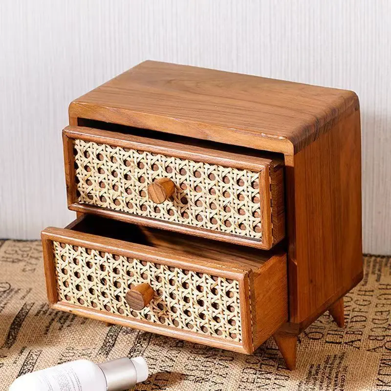 تخزين أشتات سطح المكتب، صندوق تخزين، نوع الدرج، رف سطح المكتب متعدد الطبقات، صينية ملفات خزانة تخزين الروطان الياباني #4