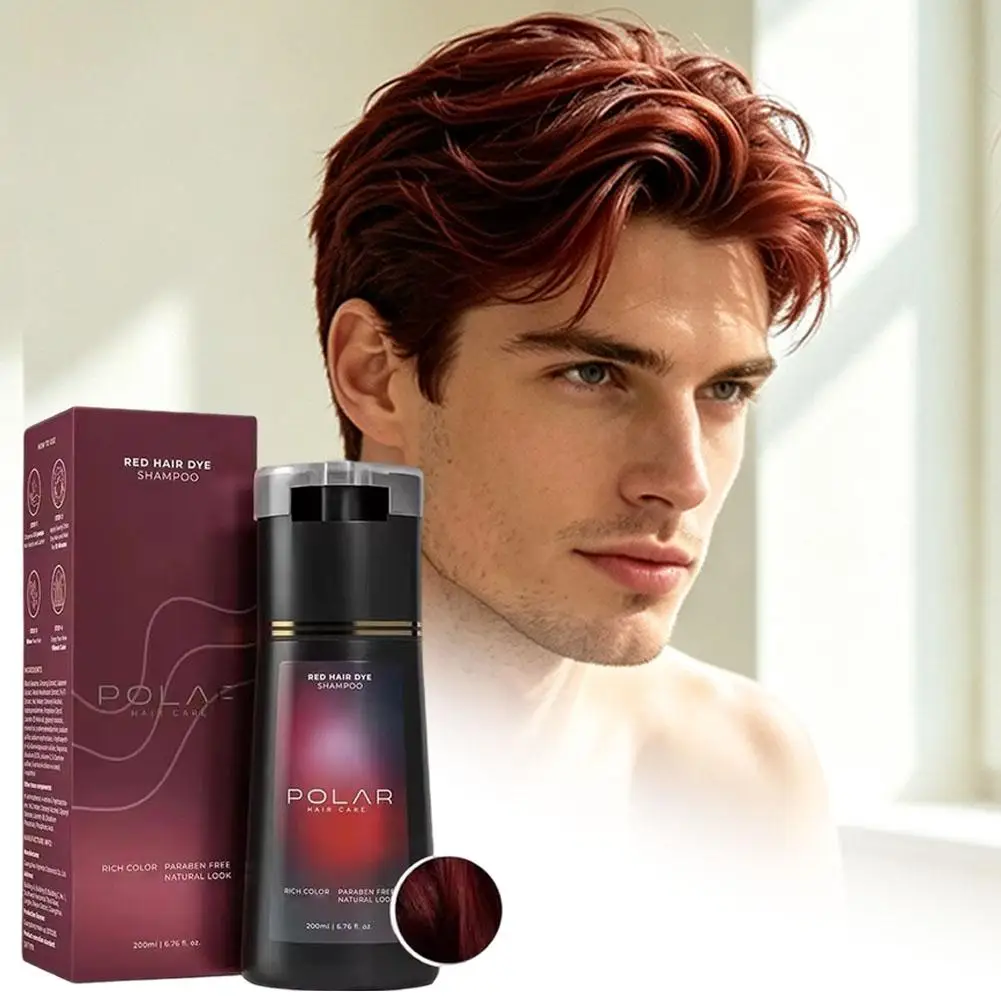 POLAR 200ml Hair Dye Shampoo For Gray Hair Natural Hair Dye Kit Semi Permanent Hair Dye Shampoo For Women Men Black Brown Purple