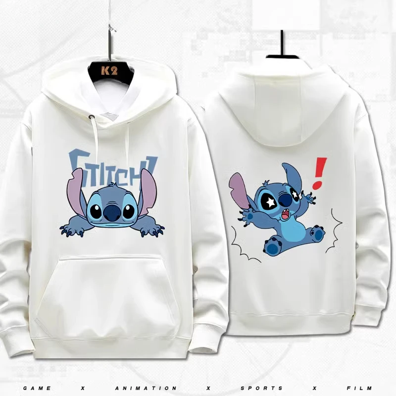 Disney Cartoon Hoodie Stitch Pattern Printing Loose Fashion Unisex Autumn and Winter Sweater Aesthetic Tops