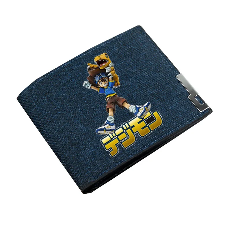 Anime Game Digimon Adventure Wallet Boy Gril Cartoon Coin Purse Teenager Canvas Wallet Casual Cash Holder Bi-Fold Short Wallet