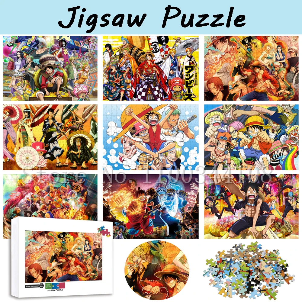 Einteilige Puzzles für Erwachsene 300/500/1000 Stück Japan Anime Charakter Strohhüte Piraten Holz puzzles Dekomprimieren Spielzeug