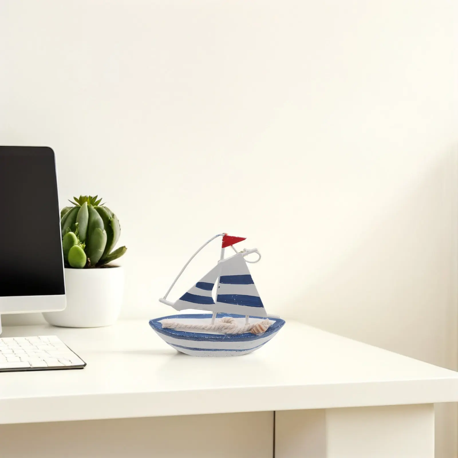 Wooden Sailboat Mini Nautical Ship Coastal Table Decor Beach Themed Party Centerpiece Living Room Mantel Seaside Home Office