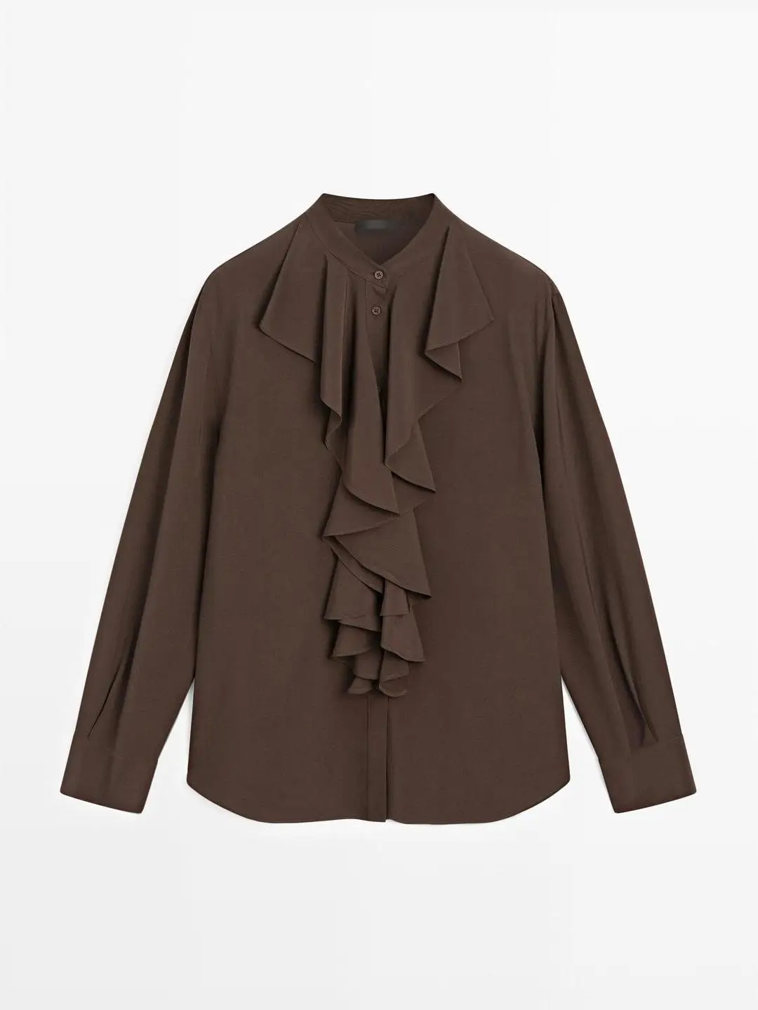 Ele Long Sve irt Commute Sle Collezione invernale Colletto con orlo drappeggiato Faion da donna Misto lino confortevole e traspirante