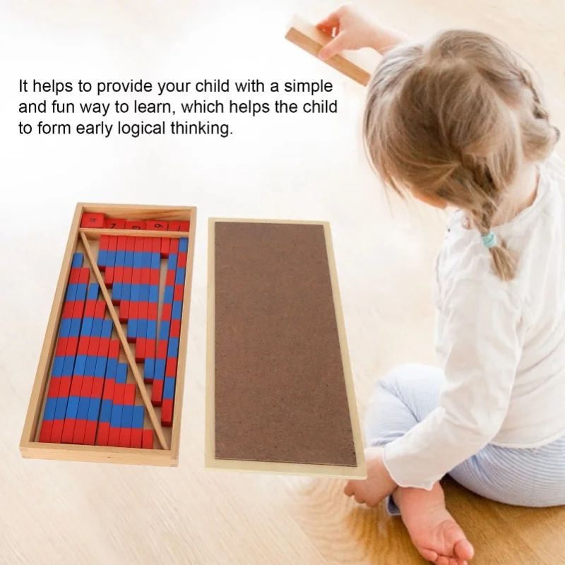 Jouets mathématiques éducatifs Montessori, matériaux d'éducation précoce, petites tiges numériques bleues et rouges