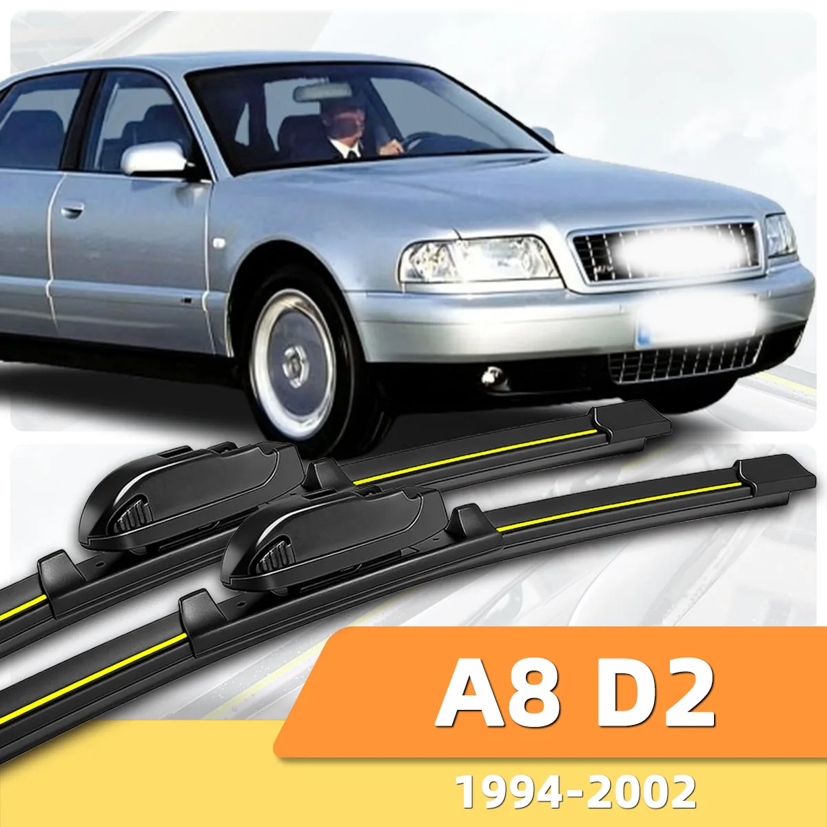 2PCS Car Windshield Wiper Suitable For Audi A8 D2 (1994-2002) Natural Rubber All-Weather High-Definition Silent Durable Wiper