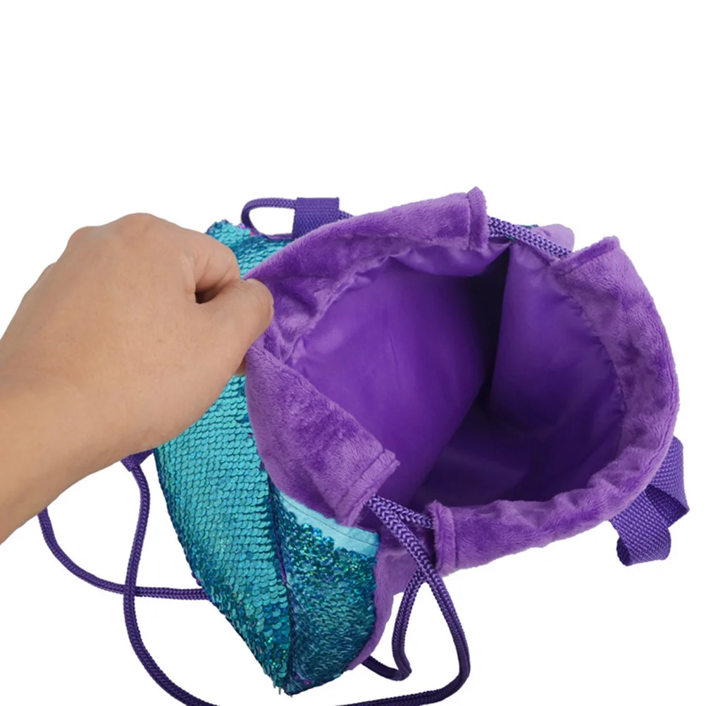 

Large Drawstring Backpack Sequin Mermaid Tail Style Heavy Duty Reusable Storage Pouch for Workout Travel Camping Hiking Daily