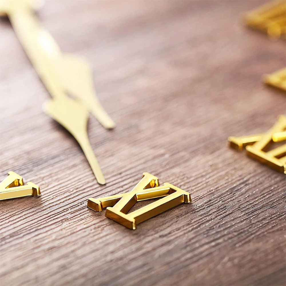 A95D-15 Pieces Clock Numerals Kit DIY Digital Clock Numbers Clock Hands Replacement Parts Clock Accessories (Roman Numerals)