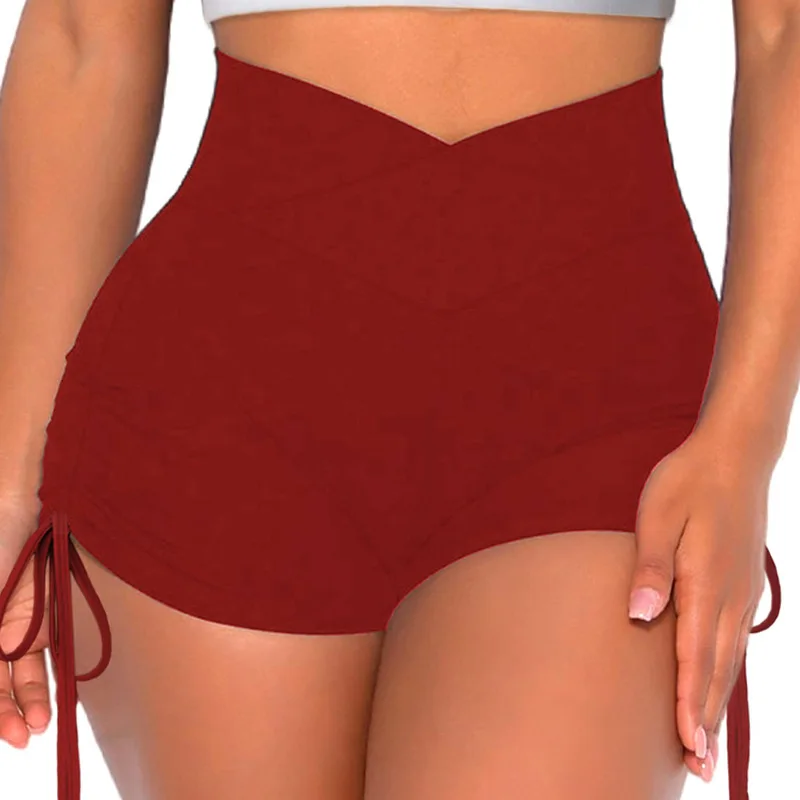 

Women's High-Waist Yoga Shorts Tight Butt Lifting Summer Sportswear Casual Pants European Style Acetate Fiber High Elasticity
