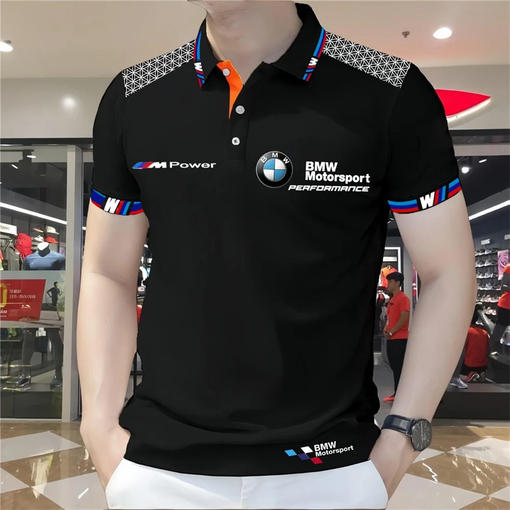 

BMW Summer Polo Shirt Men's Loose Fashion Short Sleeve Quick Drying Motorcycle Racing Motogp Cycling Suit Lapel T-Shirt for Men