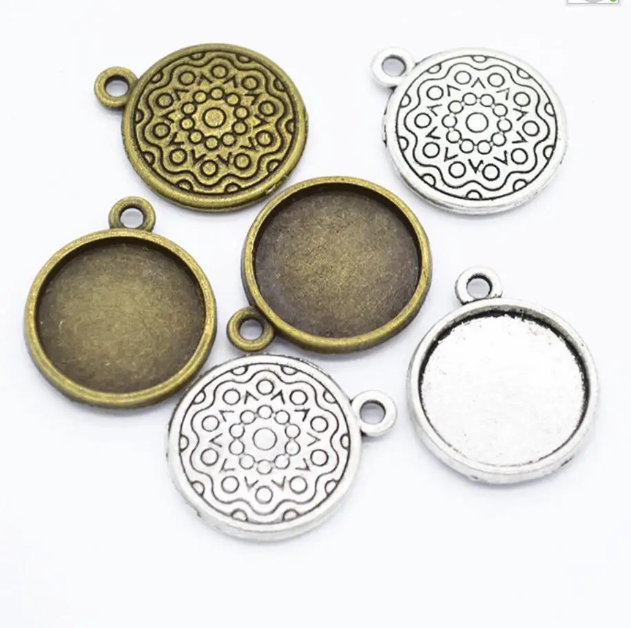 10pcs 14mm Inner Size Classic  Plated One Sided Single Hanging Simple Style Cabochon Base Setting Charms Pendant F0611