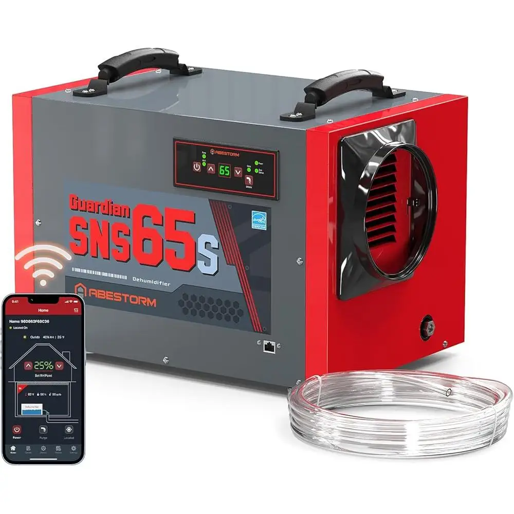 Wi-Fi Controlled Crawl Space Dehumidifier with Automatic Defrost Drainage Solution Commercial and Residential Use