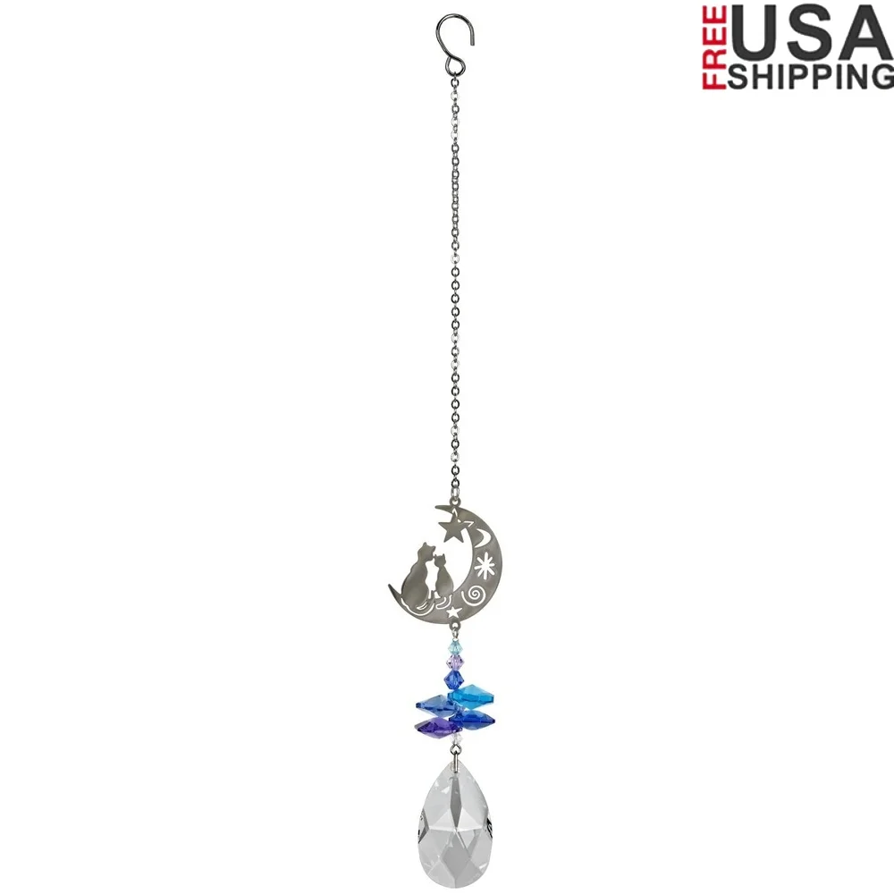 

Crystal Suncatchers Fantasy Cats Wind Chimes Rainbow Maker Office Home Décor Organza Gift Bag Indoor Decoration 4.5"L