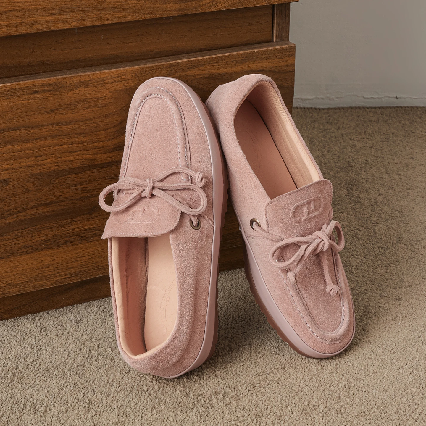 

Genuine Leather Cowhide Suede Women's Shoes,Retro Lazy Man Step on Thick Sole Flat Women Loafers
