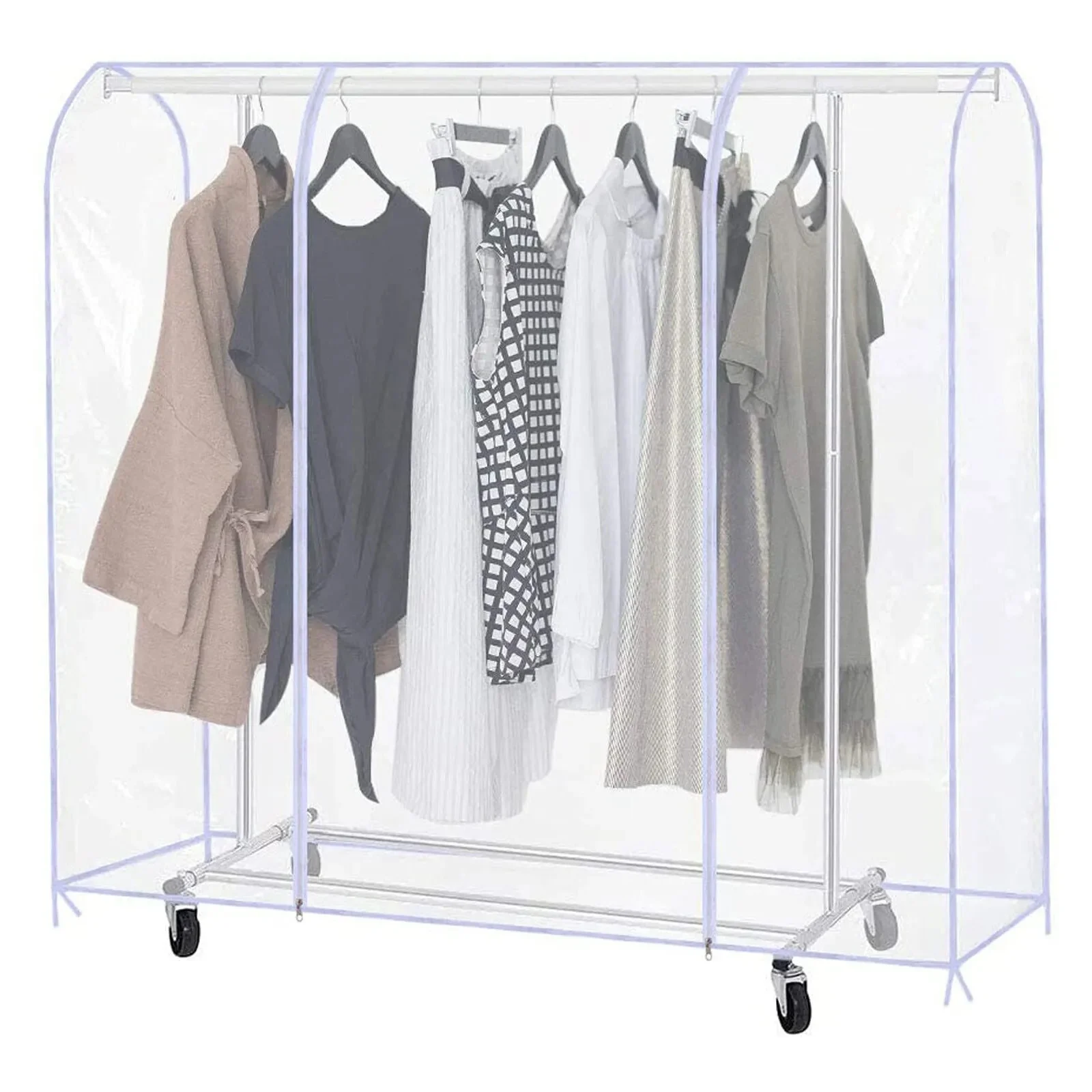 

Heavy Duty Garment Rack Cover Dust-Waterproof with 2 Durable Zipper 71x20x59inch