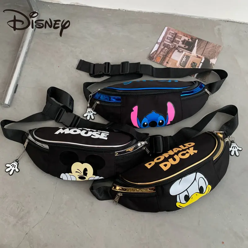 MINISO Stitch Chest Bag Mickey Mouse Messenger Bag Donald Duck Waist Bag Fashion Satchel Bag Mobile Phone Bag Large Capacity