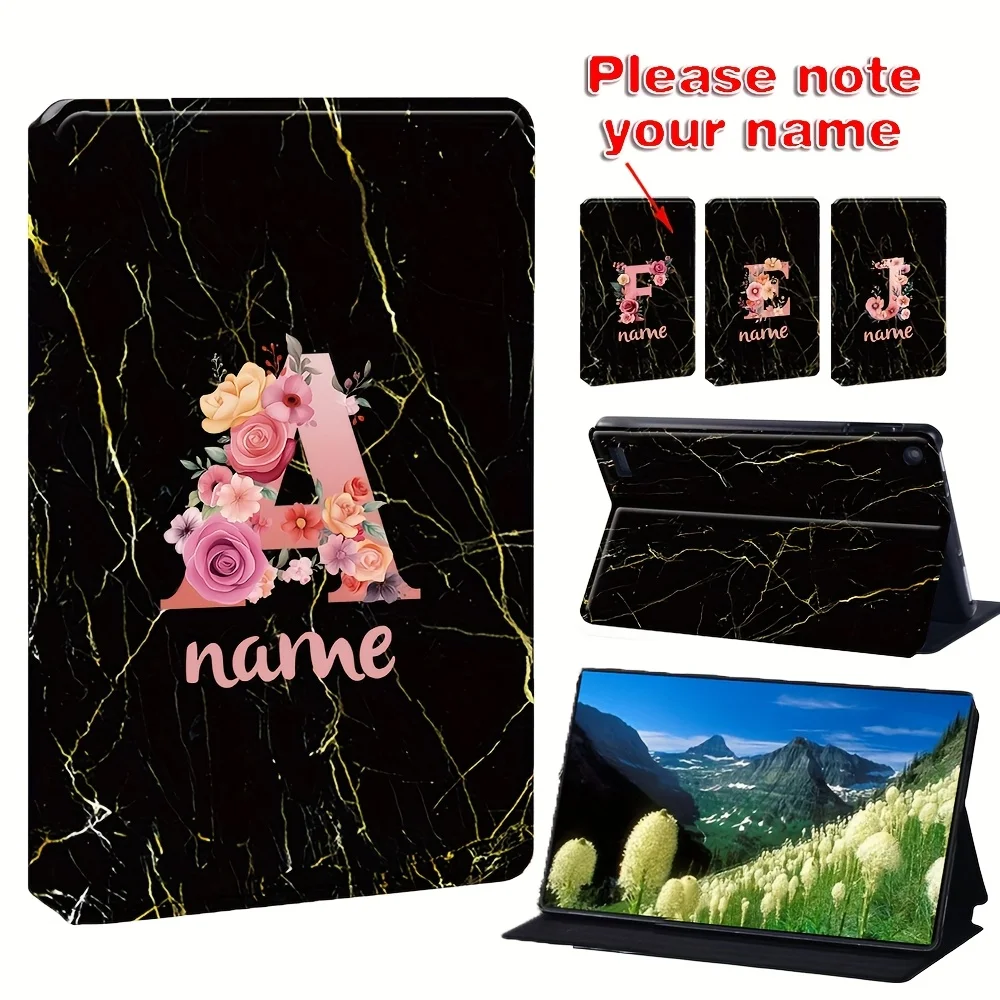 

Custom Name Stand PU Leather Case for Fire 7, Fire HD 8, Fire HD 8 Plus, Foldable Tablet Cover Case for On-the-Go Use Ideal Gift