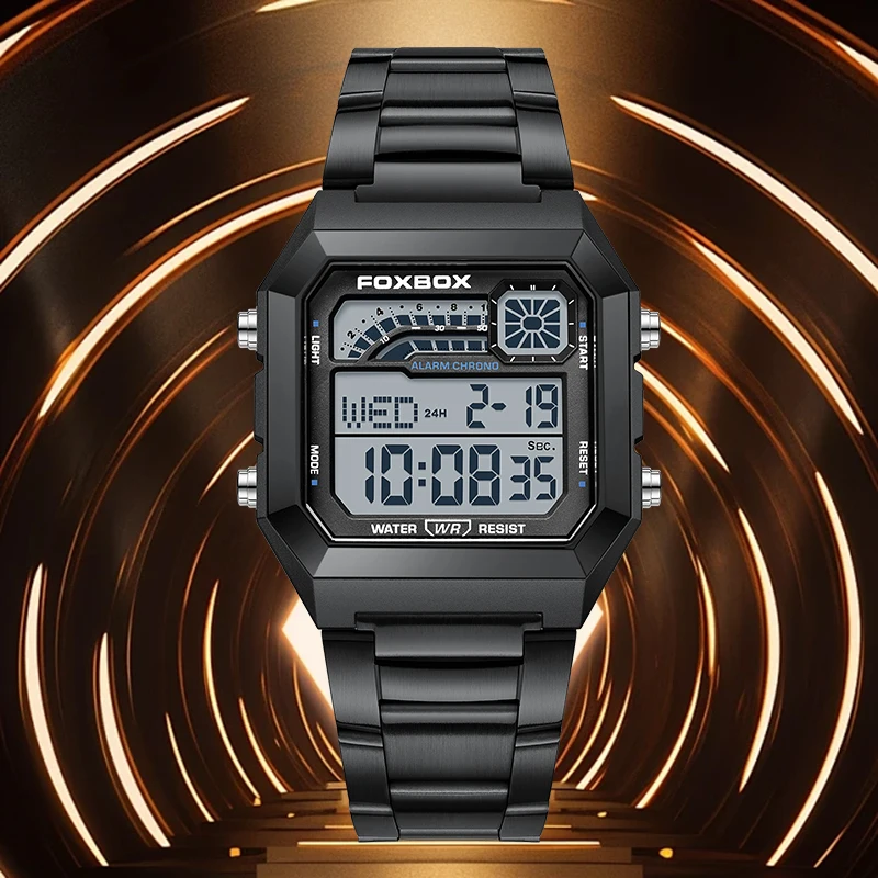 FOXBOX Fashion Luxury Digital Man Watch Casual Sports Waterproof HD Luminous Watches for Men Movement Electronic Wristwatch Gift