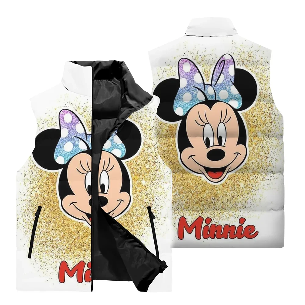 Autumn and Winter Men\'s Sleeveless Vest 3D Printed Disney Mickey Mouse Pattern Fashion Cute Daily Casual Warm Men\'s Jacket