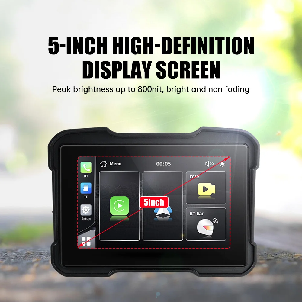 5 inch MTC15 Motorcycle Screen Carplay Moto Navigation Waterproof Screen Portable Motorcycle Wireless Android Auto Monitor