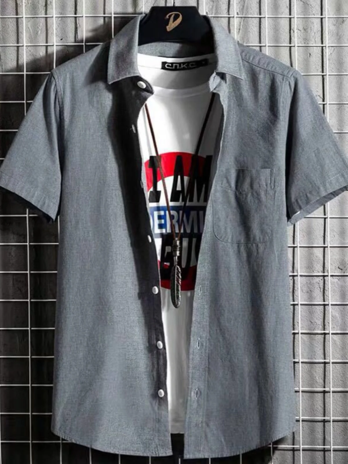 

Summer High-end Pure Cotton Oxford Cloth Men's Loose Fit Shirt Comfortable Thin Style No Ironing Short Sleeve Youth Fashionab...