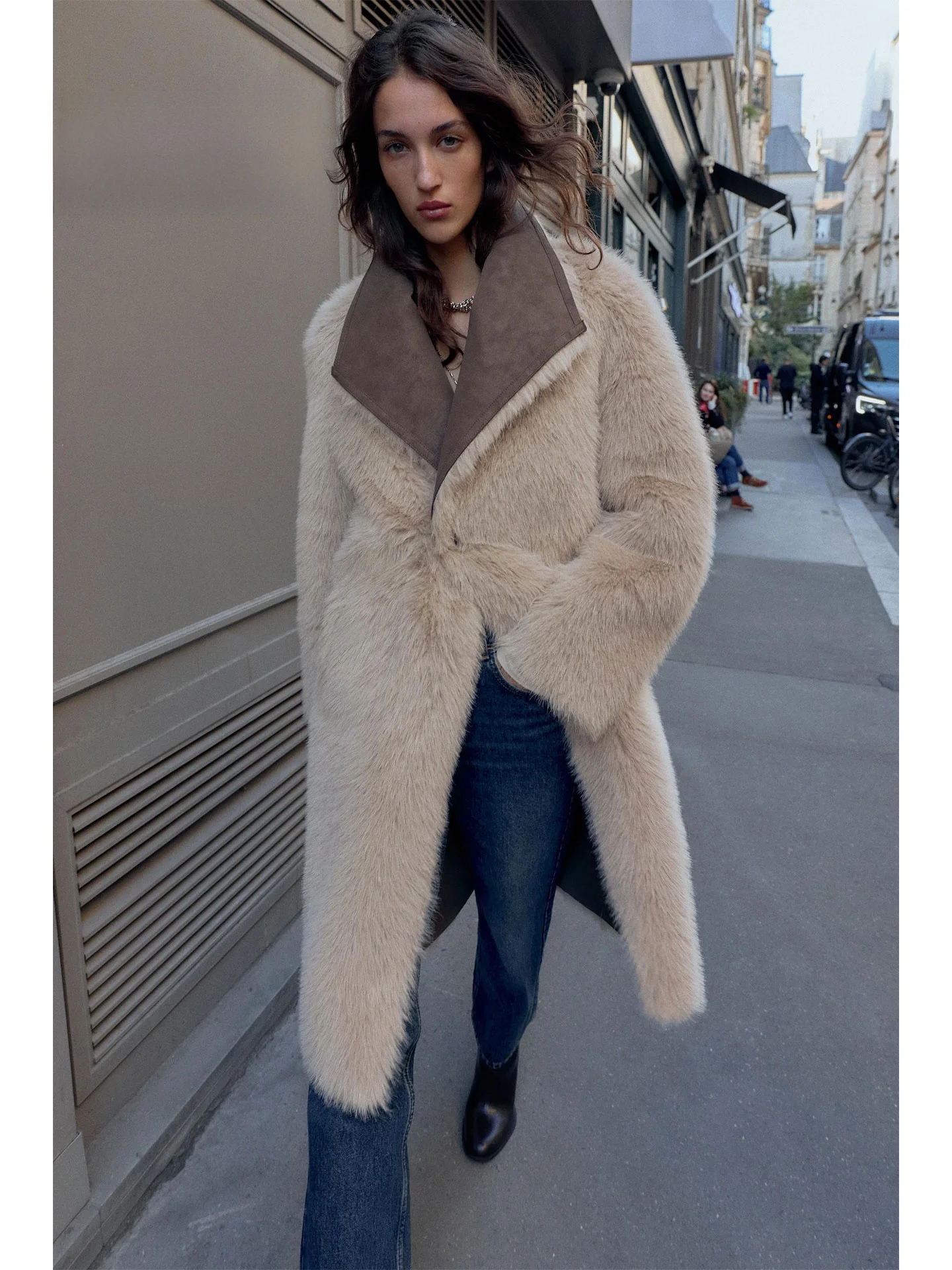 

ZAPRHA Double-Sided Artificial Fur Effect Coat Women's 2025 Autumn New Sle Ladies Faionable Woolen Outerwear Coat