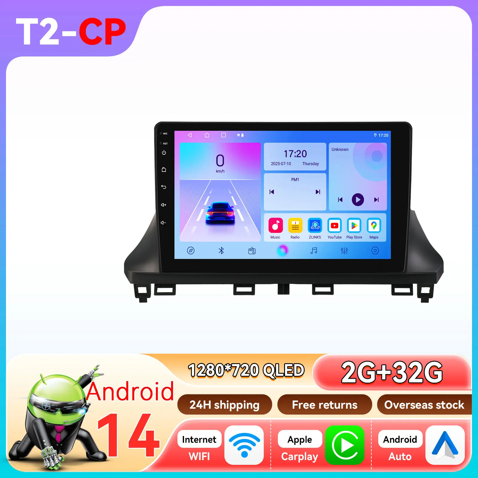Hizpo AI 7862 autoradio multimediasysteem voor Fiat Scudo/Opel Vivaro/Citroen Jumpy/Toyota Proace/Peugeot Traveller/Expert 2024 - 2026 stereospeler draadloze CarPlay Android Auto QLED scherm GPS