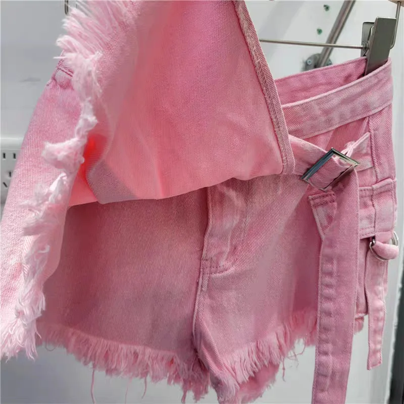 Denim Shorts for Women Streetwear 2025 Spring and Summer New Fashion and Versatile High Waist Irregular Pleated Skirt Half Pants