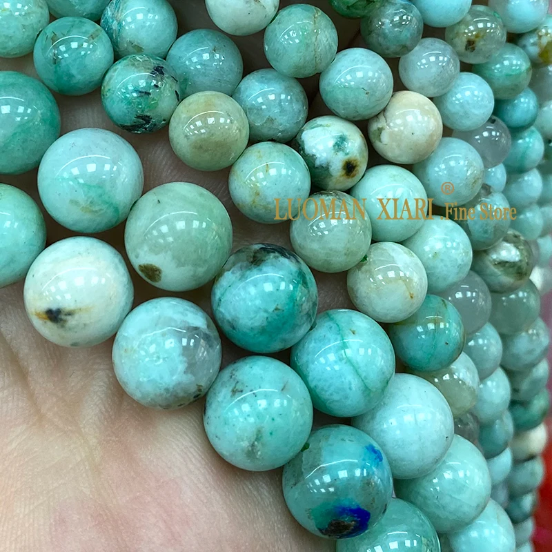 6 8 10MM AA Natural Stone Green Ore Round Gemstone Beads Loose Spacer Beads for Jewelry Making Diy Bracelet  Accessories 15''