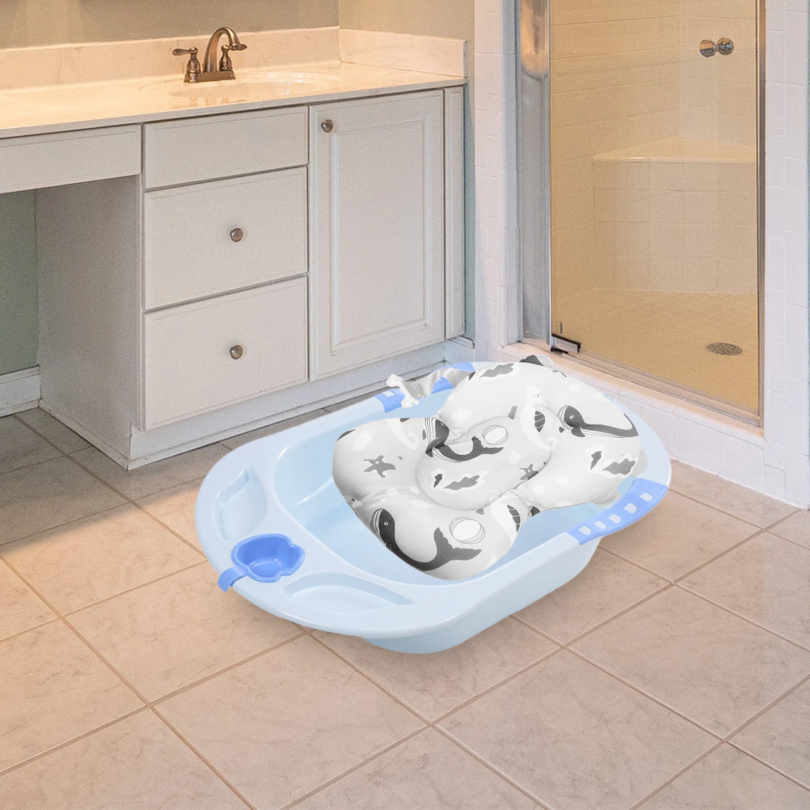 حصيرة دعم حمام الرضع قابلة للتعديل، وسادة استحمام للأطفال، صديقة للبشرة، مادة قابلة للتنفس، آمنة لحديثي الولادة، حمام مريح #2