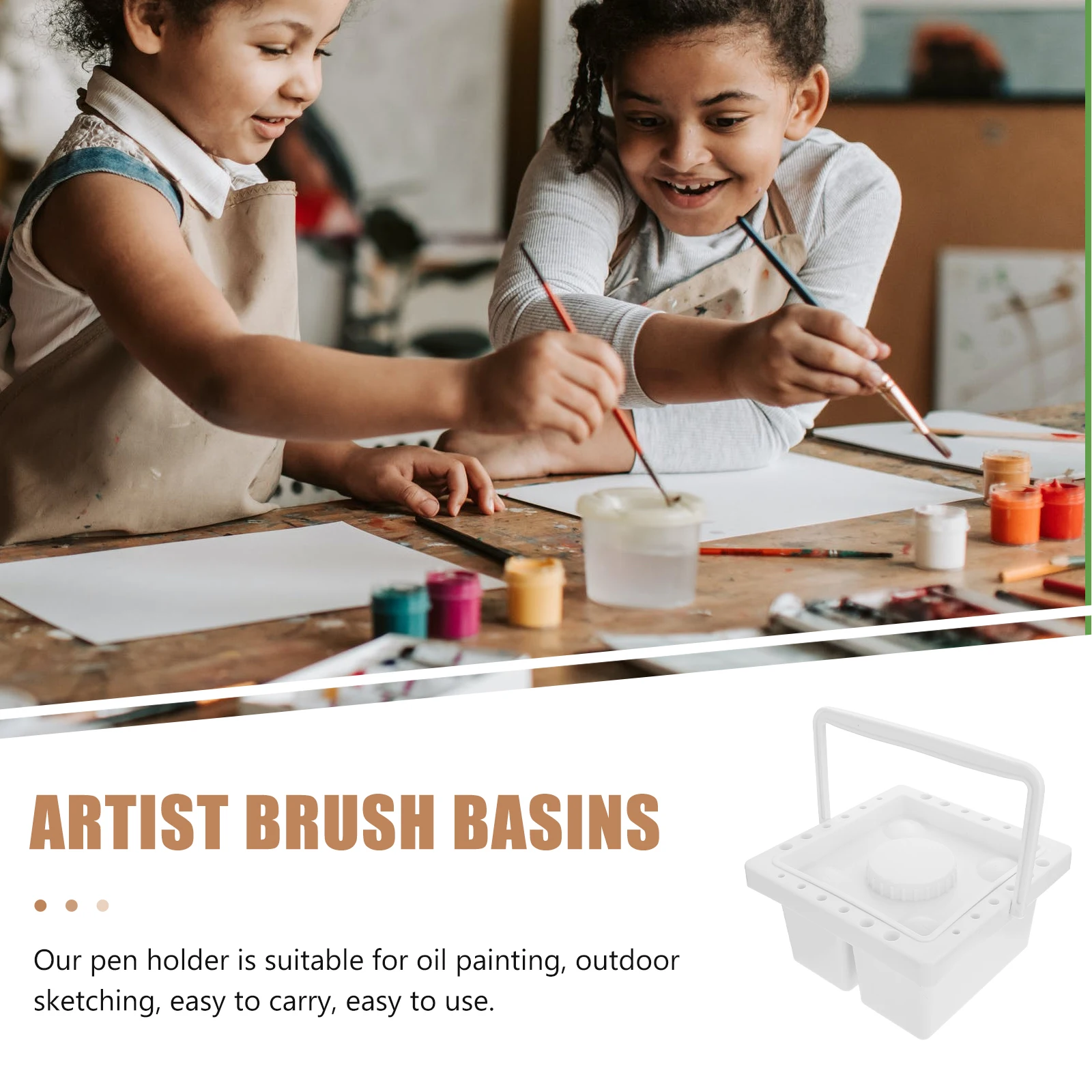 

Plastic Painting Accessories Lightweight Portable Pen Wash Basin Bucket Artist Brush Cleaner Color Mixing Tray