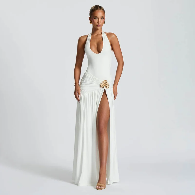 

European and American Women's Summer New Fashion Backless Jumpsuit Lace-up Split Skirt Set