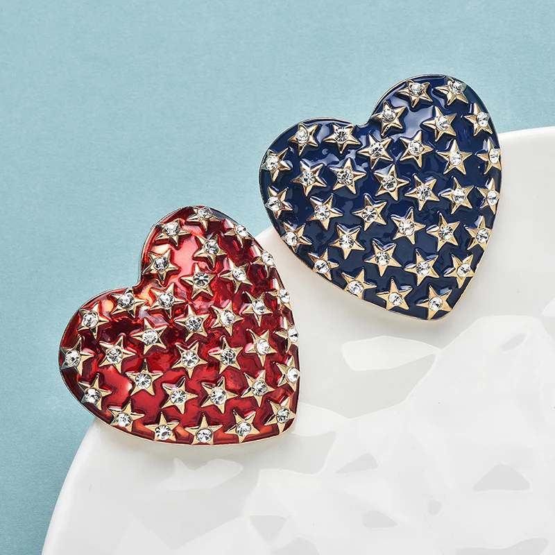 Wuli&baby Big Stars Heart Brooches Pins For Women Unisex 2-color Enamel Love Party Casual Brooch Pins Gifts