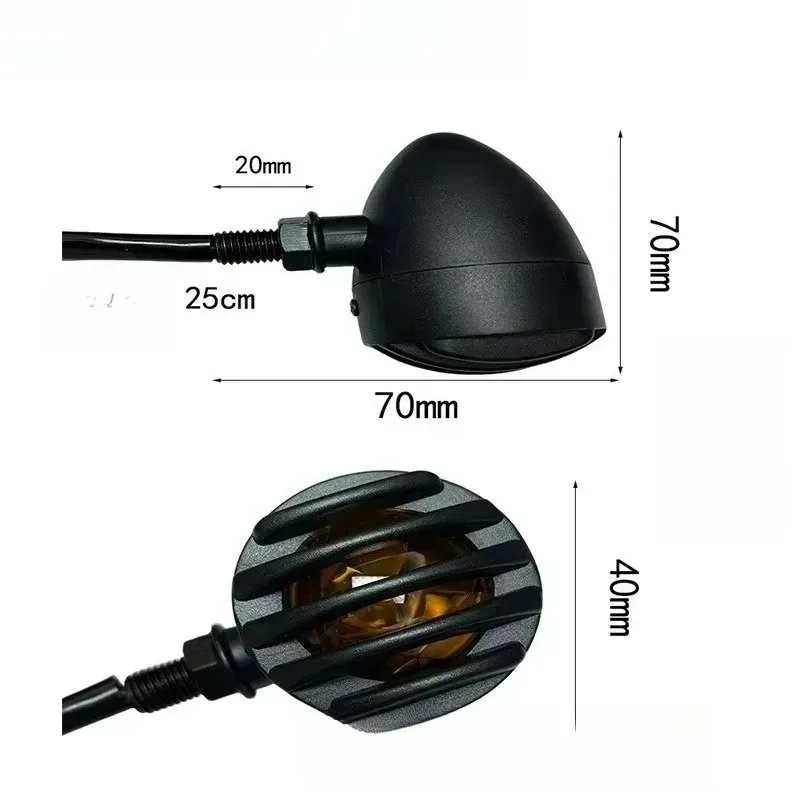 2PCS for Cafe Racer Suzuki New Motorcycle Turn Signal Lights Grill Bullet Indicator 12V Amber Front Rear Lamp