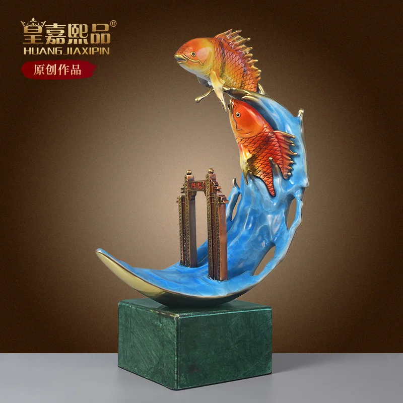Hxl all-copper fish ornament - office decoration, living room, entryway, housewarming gift