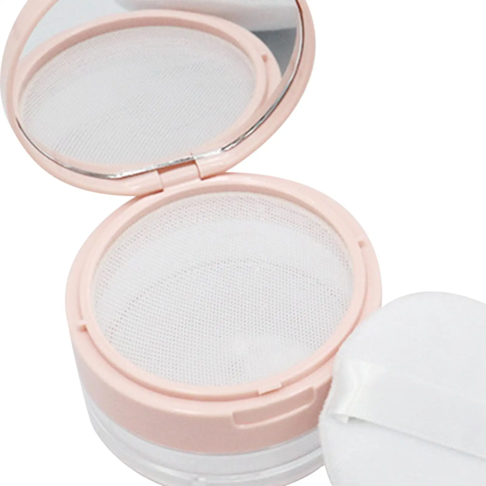 Polvo de maquillaje recargable vacío, tarro tamiz de red rosa portátil compacto para colorete, polvo facial mate, uso en viajes