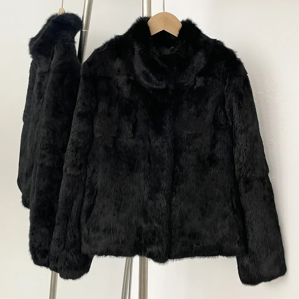 OFTBUY سترة الفراء الحقيقي المرأة الجديدة الخريف 2025 الشتاء الشتاء بوليرو النساء الملابس ملابس خارجية الباردة الطبيعية معطف فرو الأرنب الإناث