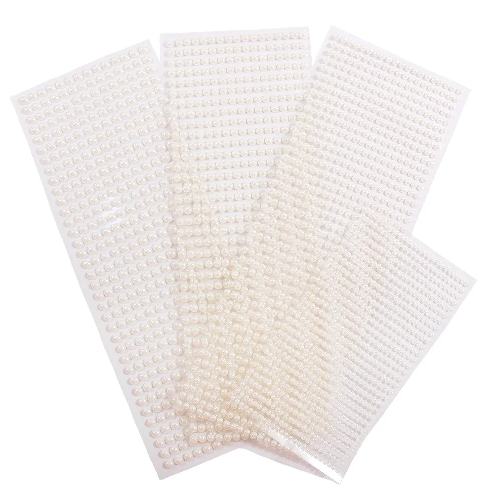 Pearl Sticker 3mm/4mm/5mm/6mm White/Beige/Color Pearl Sticker Decor Rhinestones DIY Charm Clothes Nails Home Accessories