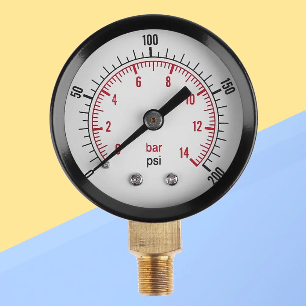 

Mini Portable Utility Vacuum Pressure Gauge Measuring Range 0-200psi 0-14bar Durable for Air Compressor Water Oil Gas