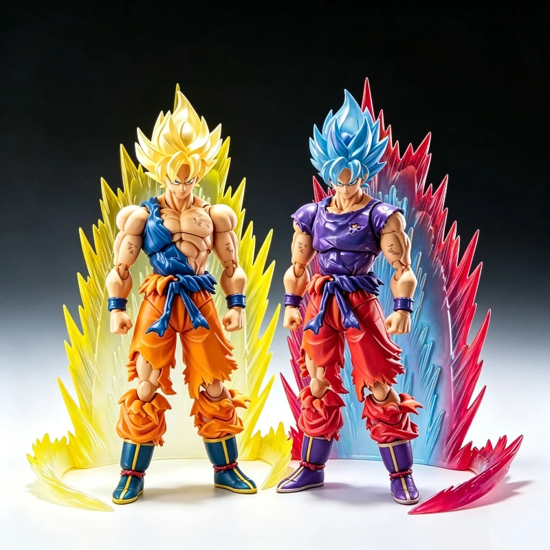 Figuras de Acción SHF Dragon Ball de 16 cm, Goku SSJ2 Dañado en la Batalla y Goku SSB Kaioken, Set de 2 Piezas con Accesorios Completos, Modelo de Anime, Regalos