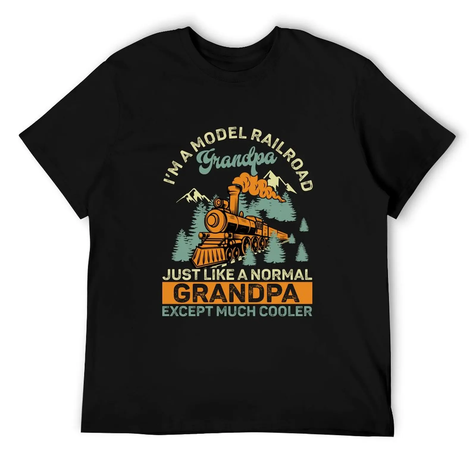 

Retro Railroad Train Grandpa Tee For Model Trains Papa Dad Men T-Shirt t shirts designer t shirt personalised T-Shirt