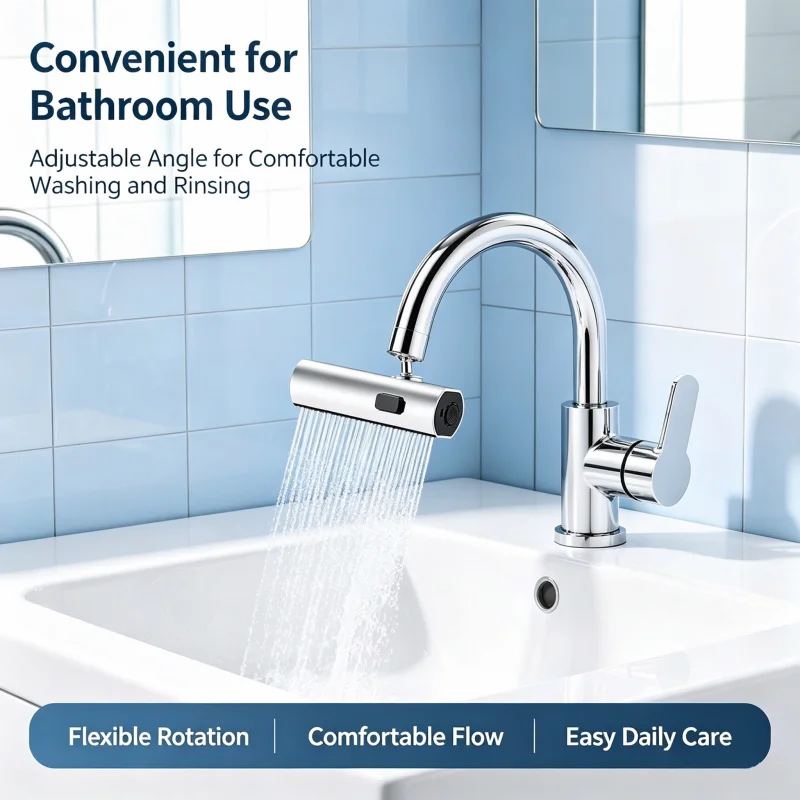 Retractable Anti-Splash Faucet Extension Head with Waterfall Outlet And Pressure Boost Tap Aerator for Home Sink
