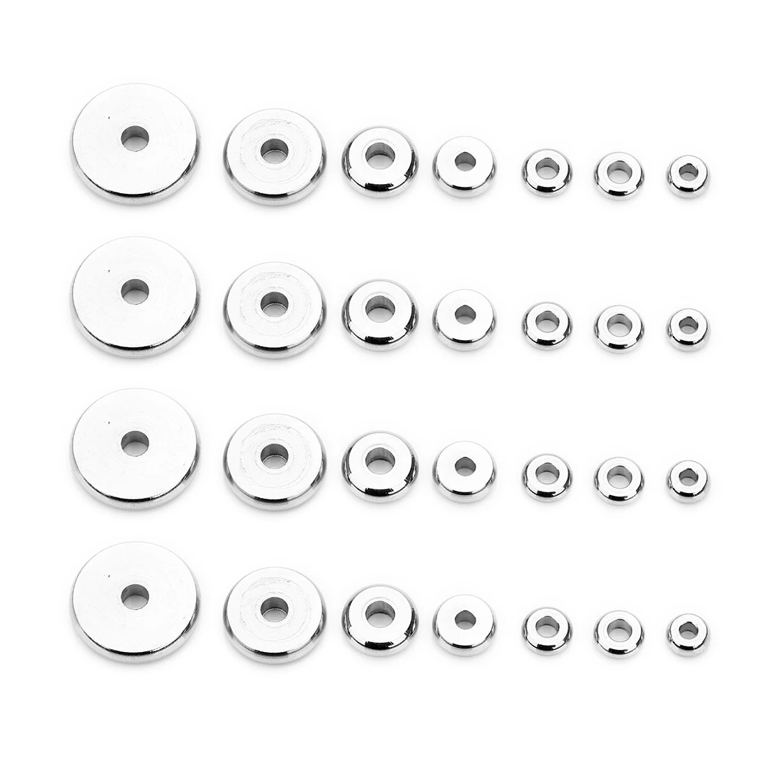 SAUVOO Stainless Steel Flat Round Beads Spacer Bead For Necklace Bracelet DIY Jewelry Making Findings Supplies