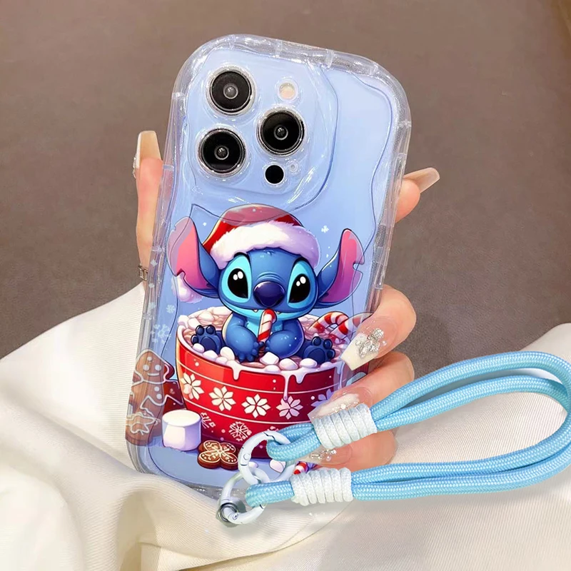 Stitch Cartoon Christmas Case For Redmi 13C 12C 14C A3 9C 9T 9A Xiaomi Mi 14T 13T 12T Pro 13 12 11 Lite 14 9 10 Lanyard Cover