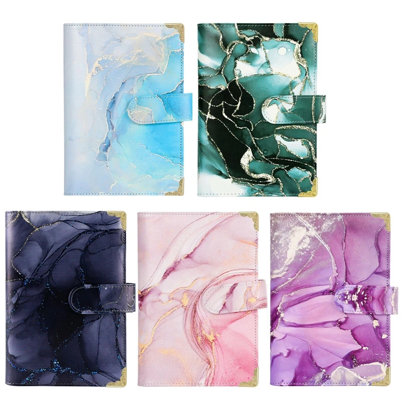 PU Leather Loose-Leaf Orçamento Livro, Color Map Printing Notebook, Hand Binder, A6